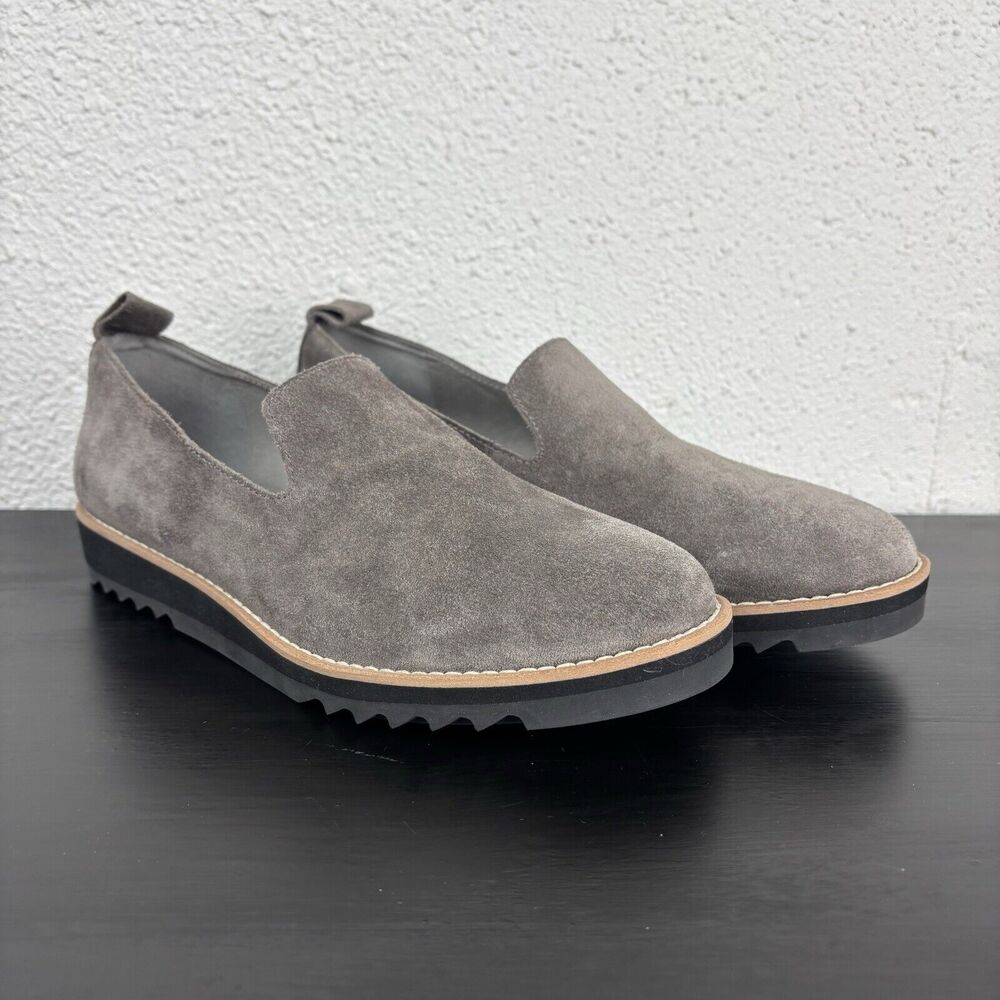 EILEEN FISHER Embrace Size 7 Gray Suede Slip on loafers New
